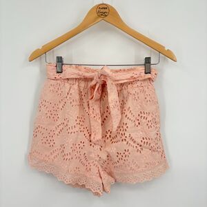 Tularosa Lounge Lover Blush Eyelet Lace Shorts Size XS, Lover Feminine Romantic